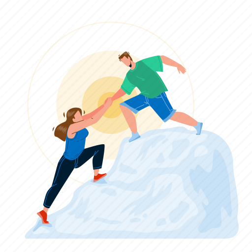 Mountain, climbing, man, woman, couple, young, boy illustration - Download on Iconfinder
