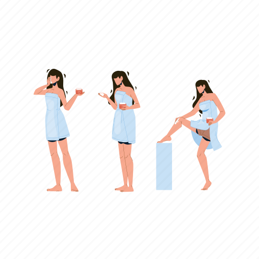 Ointment, girl, package, massaging, leg, young, woman illustration - Download on Iconfinder