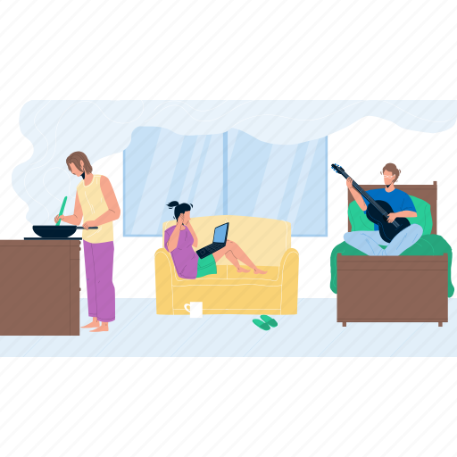 Roommate, problem, student, hostel, room, girl, sitting illustration - Download on Iconfinder