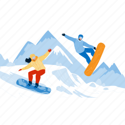 snowboarding, sport, people, snowy, mountain, young, man 