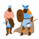 viking, men, armoured, axe, shield, bearded, muscular 