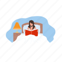 bedroom, read, woman, book, bedtime, girl, lying 