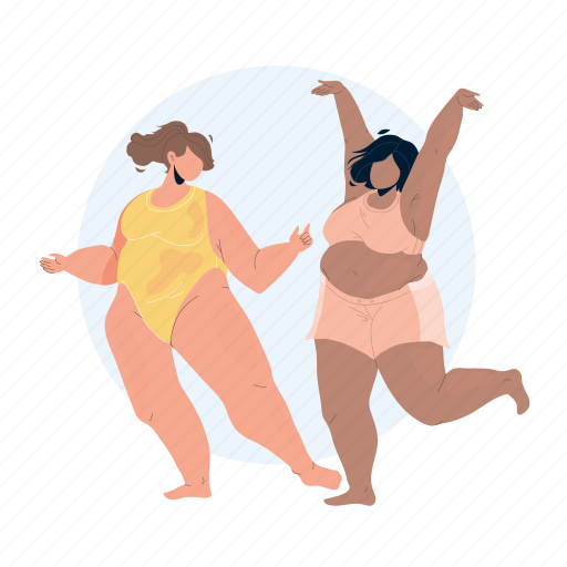 Body, positive, young, woman, couple, dancing, girls illustration - Download on Iconfinder