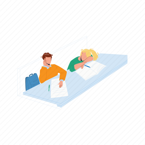 Bore, student, sitting, classroom, table, girl, sleeping illustration - Download on Iconfinder