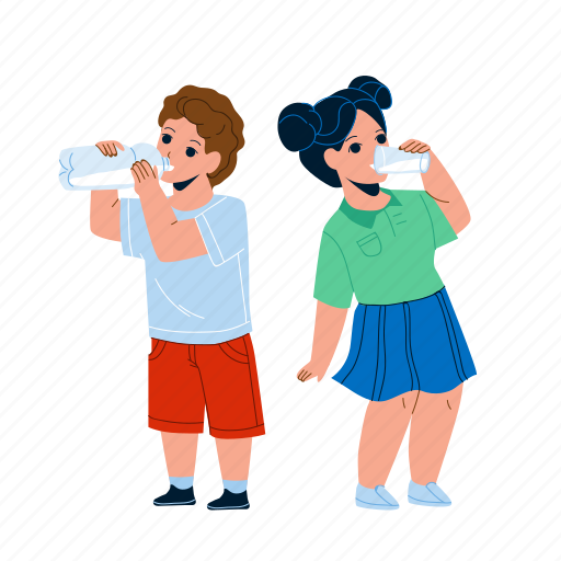 Children, drink, milk, from, glass, bottle, thirsty illustration - Download on Iconfinder