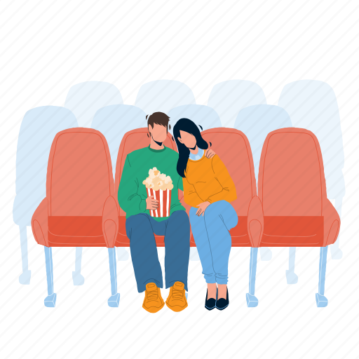 Cinema, audience, man, woman, watching, film, boyfriend illustration - Download on Iconfinder