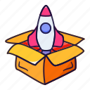 box, rocket, startup, business