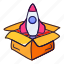 box, rocket, startup, business 