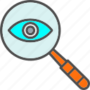 search, find, glass, magnifier, magnifying, zoom, eye