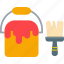 brush, bucket, can, color, gloss, isometric, paint 