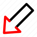 arrow, arrows, direction, down, left