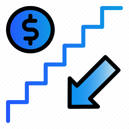 Down, finance, money, stair icon - Download on Iconfinder
