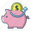 bank, business, cartoon, investment, money, object, pig 