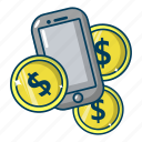 bank, cartoon, digital, mobile, money, object, transfer