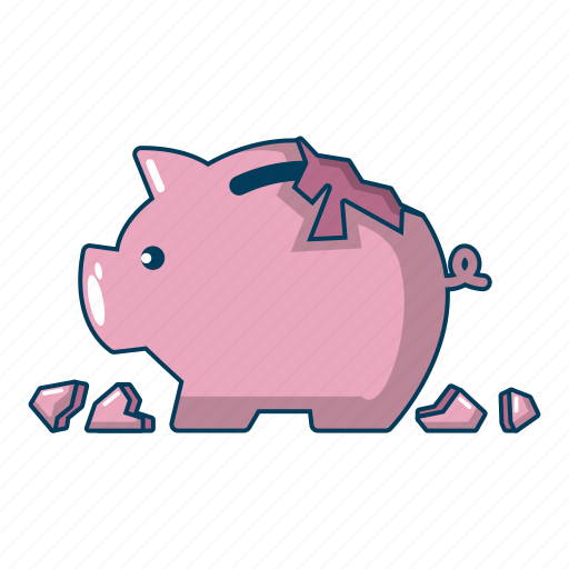 Bank, broken, cartoon, economy, money, object, piggy icon - Download on Iconfinder