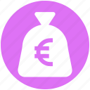 cash, cash bag, euro, money, payment, sack of money
