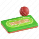 cricket, field, cricket field, sports ground, cricket stadium, outdoor sports, 3d icon, 3d illustration, 3d render 