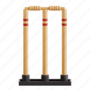 cricket, stump, cricket stump, sports equipment, wicket, cricket gear, 3d icon, 3d illustration, 3d render 