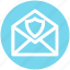 email secure, letter, open envelope, security, shield 