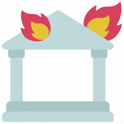 Bank, burning, fire, flames, emergency, crisis icon - Download on Iconfinder