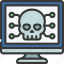 cyber, attack, hacker, skull, dead 