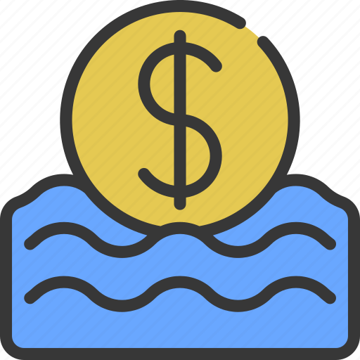 Keeping, a, float, money, flow, water icon - Download on Iconfinder
