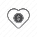 donation, money, cash, dollar, heart