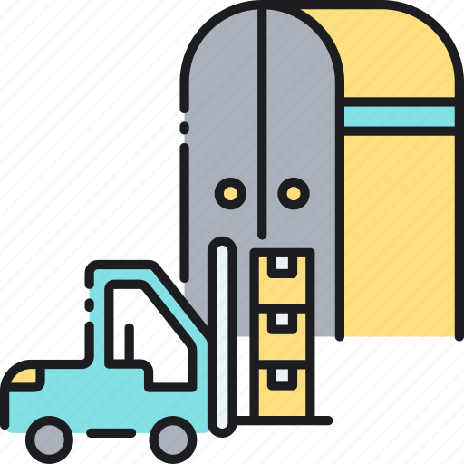 Forklift, logistics, storage, storage unit, warehouse, warehousing icon - Download on Iconfinder