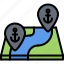 water, map, pin, location, anchor, port, cruise, travel 