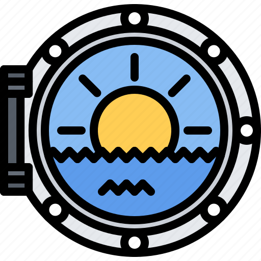 Porthole, sun, water, cruise, travel icon - Download on Iconfinder