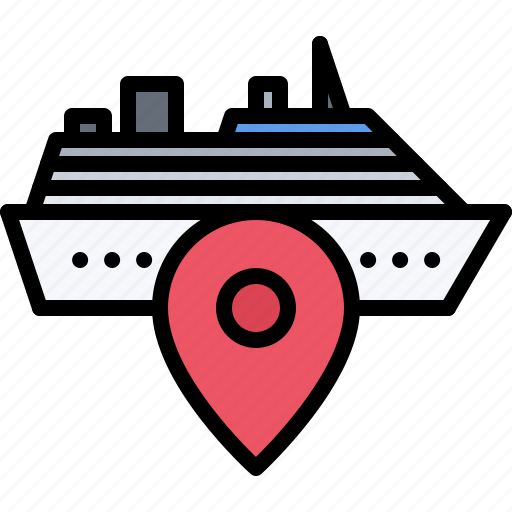 Ship, pin, location, cruise, travel icon - Download on Iconfinder