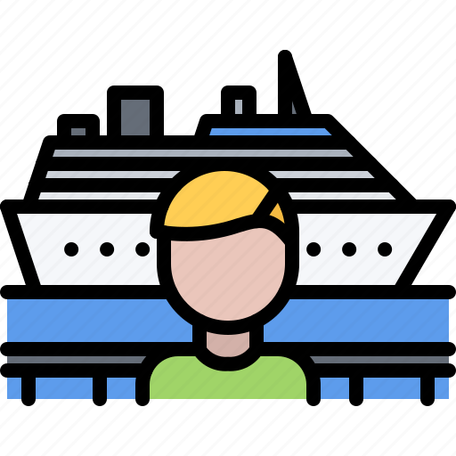 Port, ship, man, water, cruise, travel icon - Download on Iconfinder