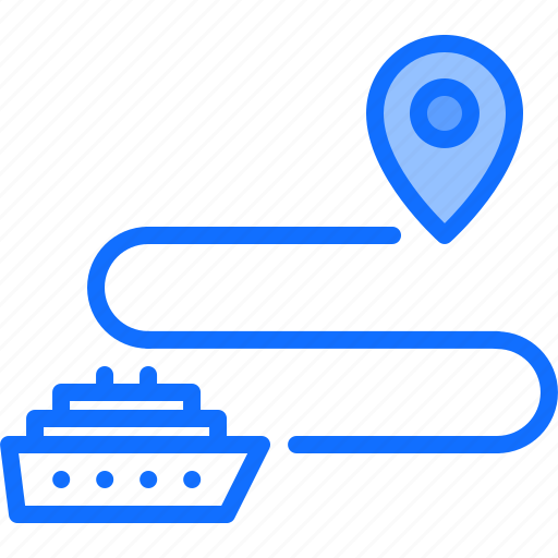 Ship, way, pin, location, cruise, travel icon - Download on Iconfinder