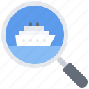 search, magnifier, ship, water, cruise, travel