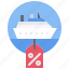 ship, water, badge, discount, cruise, travel 