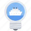 idea, light, bulb, ship, water, cruise, travel 