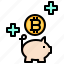 piggy, bank, bitcoin, cryptocurrency, money, mining 