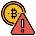 coin, bitcoin, warning, error, attention, notification, danger