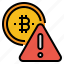 coin, bitcoin, warning, error, attention, notification, danger 