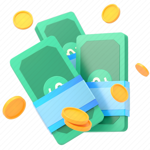 Cash, asset, money, payment, bank, investment, 3d 3D illustration - Download on Iconfinder