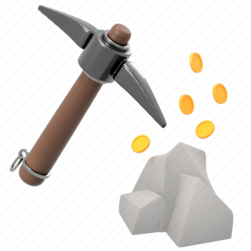 Mining, mine, dig, miner, coin, cryptocurrency, 3d 3D illustration - Download on Iconfinder