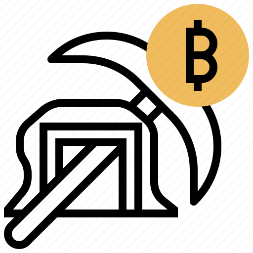 Bitcoin, cryptocurrency, mining, pickax, trade icon - Download on Iconfinder