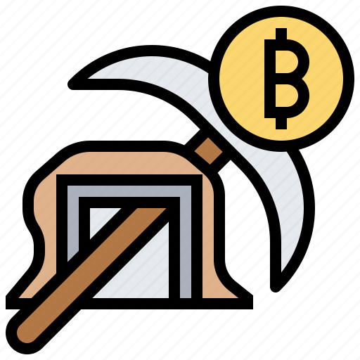 Bitcoin, cryptocurrency, mining, pickax, trade icon - Download on Iconfinder