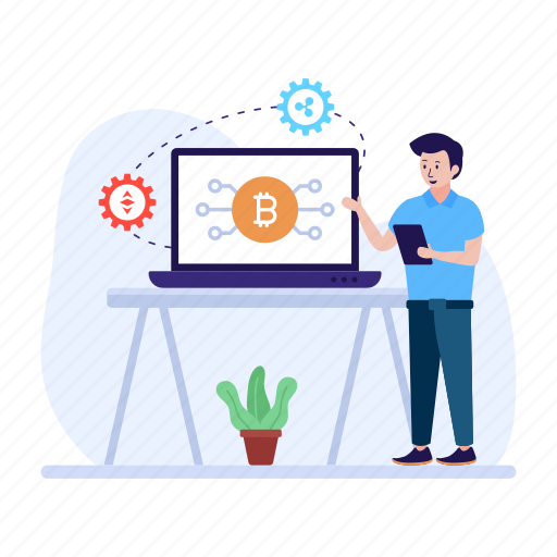Digital money, digital currency, cryptocurrency, bitcoin technology, bitcoin network illustration - Download on Iconfinder