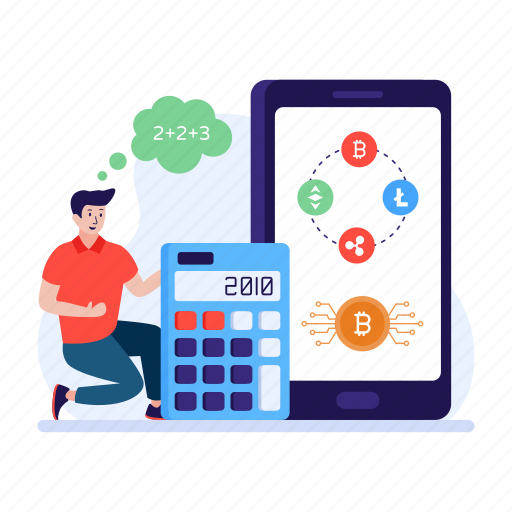 Bitcoin accounting, bitcoin calculator, crypto accounting, btc technology, blockchain trading illustration - Download on Iconfinder