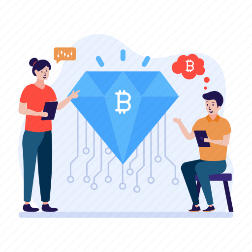 Crypto diamond, bitcoin diamond, cryptocurrency, btc, blockchain diamond illustration - Download on Iconfinder