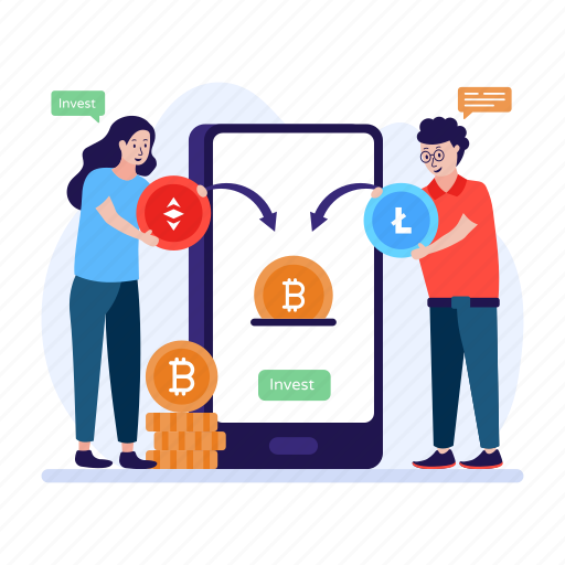 Investment app, cryptocurrency investment, bitcoin investment, online investment, blockchain investment illustration - Download on Iconfinder