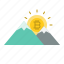 blockchain, bitcoin, cryptocurrency, digital currency, goal, mountain