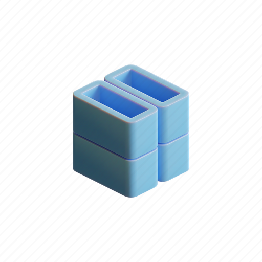 Cube, geometrical, shape, hollow, hole, stack, vertical 3D illustration - Download on Iconfinder