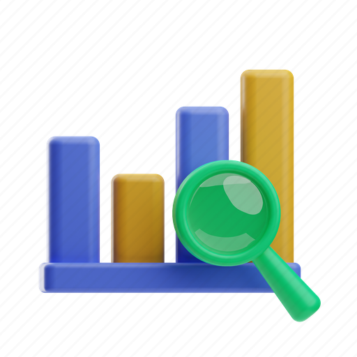 Insight, chart, analytics, magnifier, graph, business, office 3D illustration - Download on Iconfinder